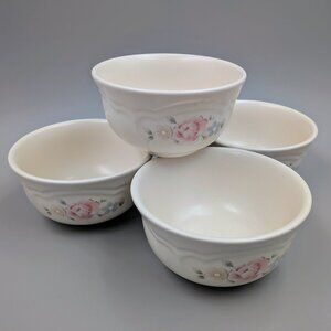 Set of 4 Vintage Pfaltzgraff Tea Rose Stoneware 4.25" Dessert Bowls